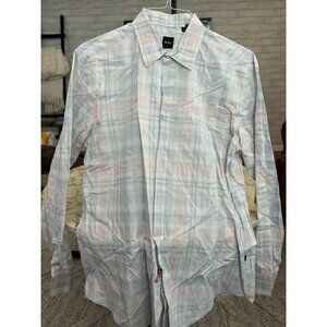 HUGO BOSS Black Label Slim Fit Plaid Button Down Dress Shirt Mens Size XL